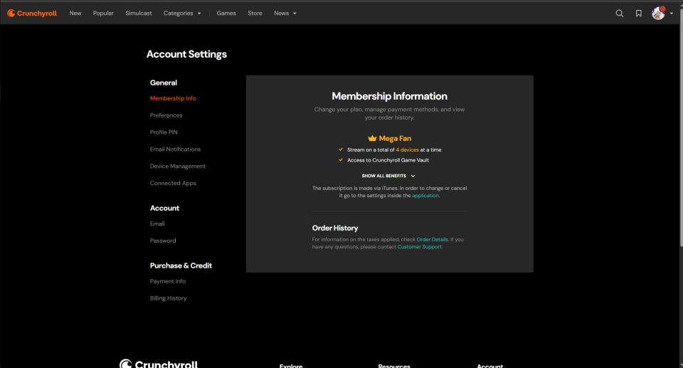 Crunchyroll [MEGA FAN MEMBER] Lifetime